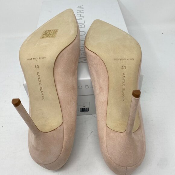 Manolo Blahnik BB 105 Pointy Toe Pump Suede Daim Nude Pumps - Picture 7 of 12